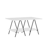 Essel Centre Coffee Table White Metal Trestle Legs 80cm