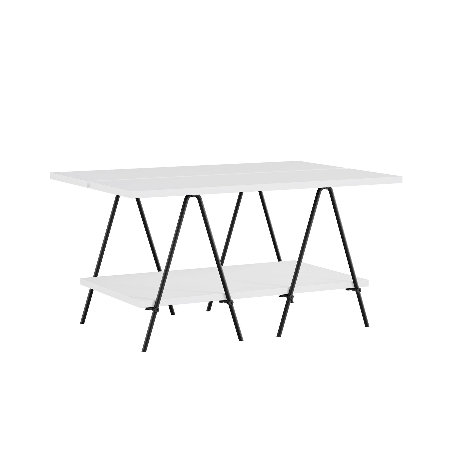 Essel Centre Coffee Table White Metal Trestle Legs 80cm