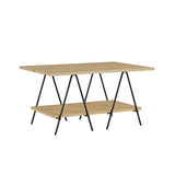 Essel Centre Coffee Table Oak Metal Trestle Legs 80cm