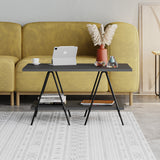 Essel Centre Coffee Table Anthracite Grey Metal Trestle Legs 80cm