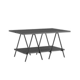 Essel Centre Coffee Table Anthracite Grey Metal Trestle Legs 80cm