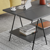 Essel Centre Coffee Table Anthracite Grey Metal Trestle Legs 80cm