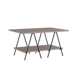 Essel Centre Coffee Table Mocha Grey Metal Trestle Legs 80cm