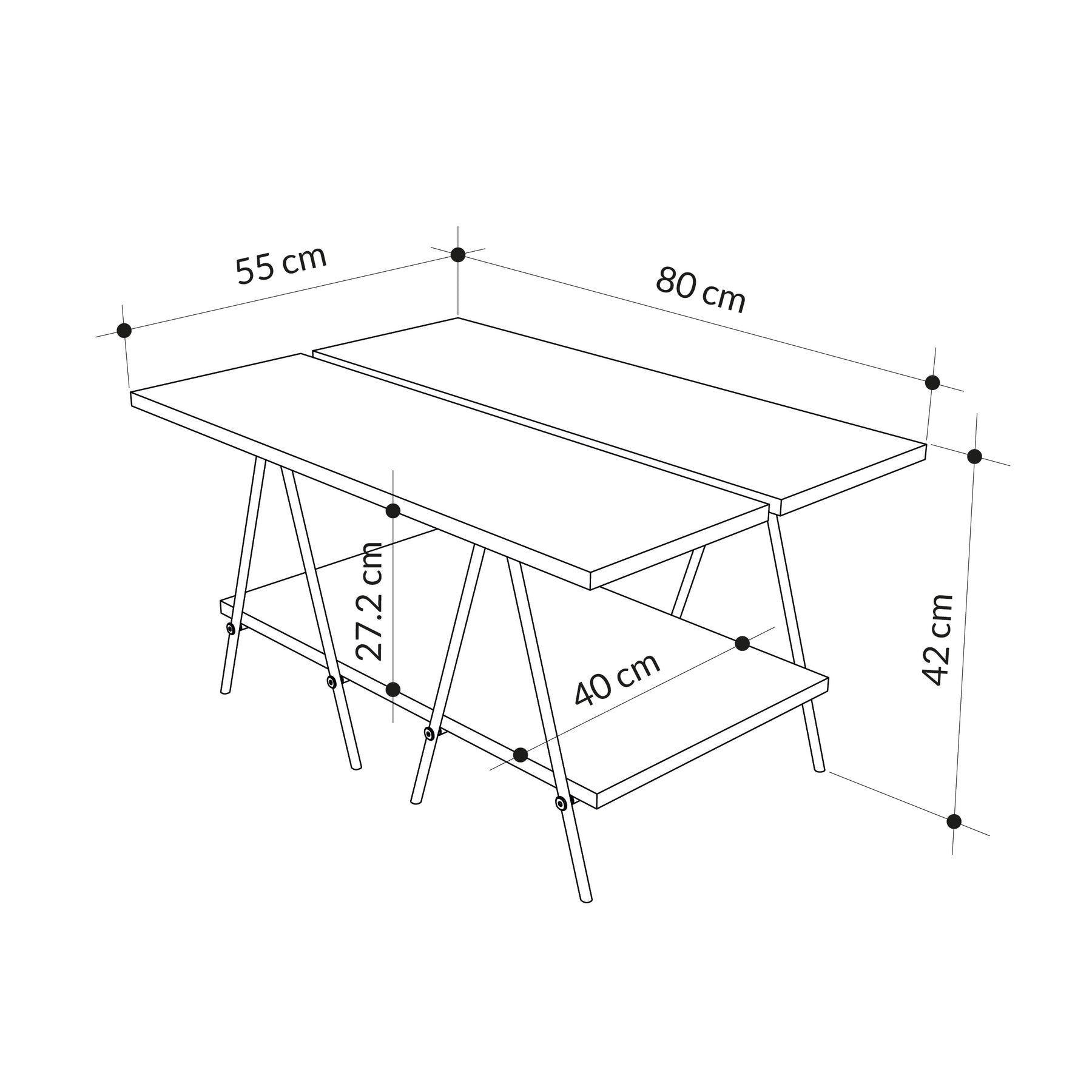 Essel Centre Coffee Table Anthracite Grey Metal Trestle Legs 80cm
