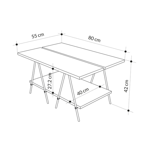 Essel Centre Coffee Table Mocha Grey Metal Trestle Legs 80cm