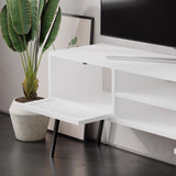 Naive 2 Door TV Unit Stand - White with Black Metal Legs