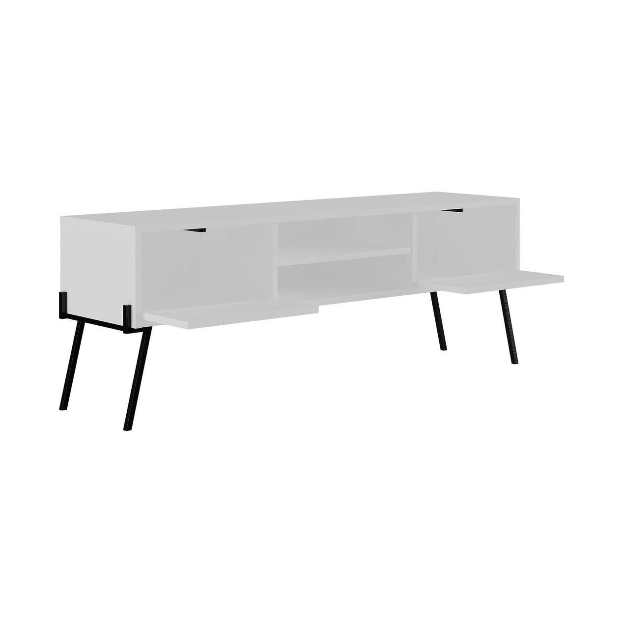 Naive 2 Door TV Unit Stand - White with Black Metal Legs