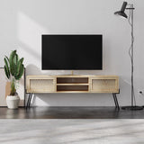 Naive 2 Door TV Unit Stand - Sapphire Oak with Black Metal Legs