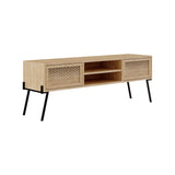 Naive 2 Door TV Unit Stand - Sapphire Oak with Black Metal Legs