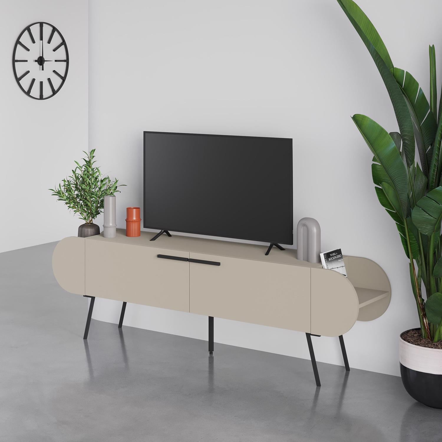 Capsule Modern TV Unit Multimedia Centre Sandstone with Storage