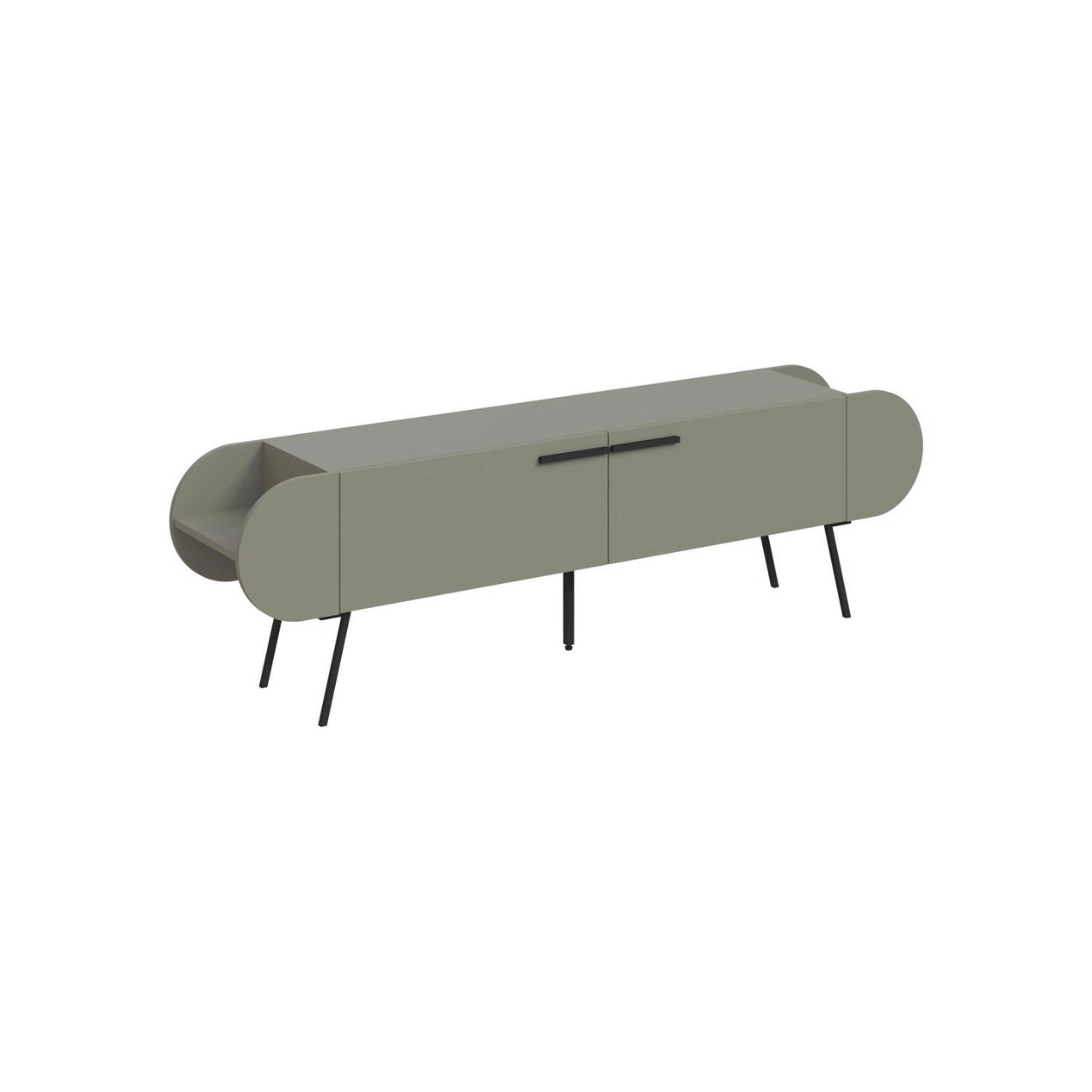 Capsule Modern TV Unit Multimedia Centre Ash Green with Storage