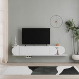 Tone Modern Wall Mounted TV Unit Stand White with Storage