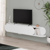 Tone Modern Wall Mounted TV Unit Stand White with Storage