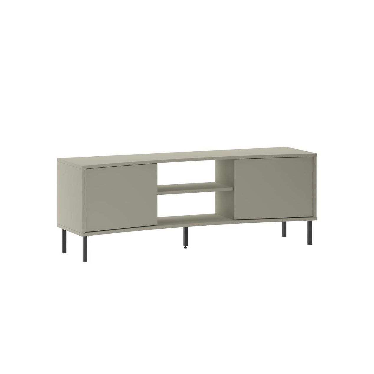 Frem Modern Curved TV Stand 2 Door Unit Ash Green