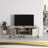 Frem Modern Curved TV Stand 2 Door Unit Sandstone