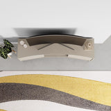 Frem Modern Curved TV Stand 2 Door Unit Sandstone