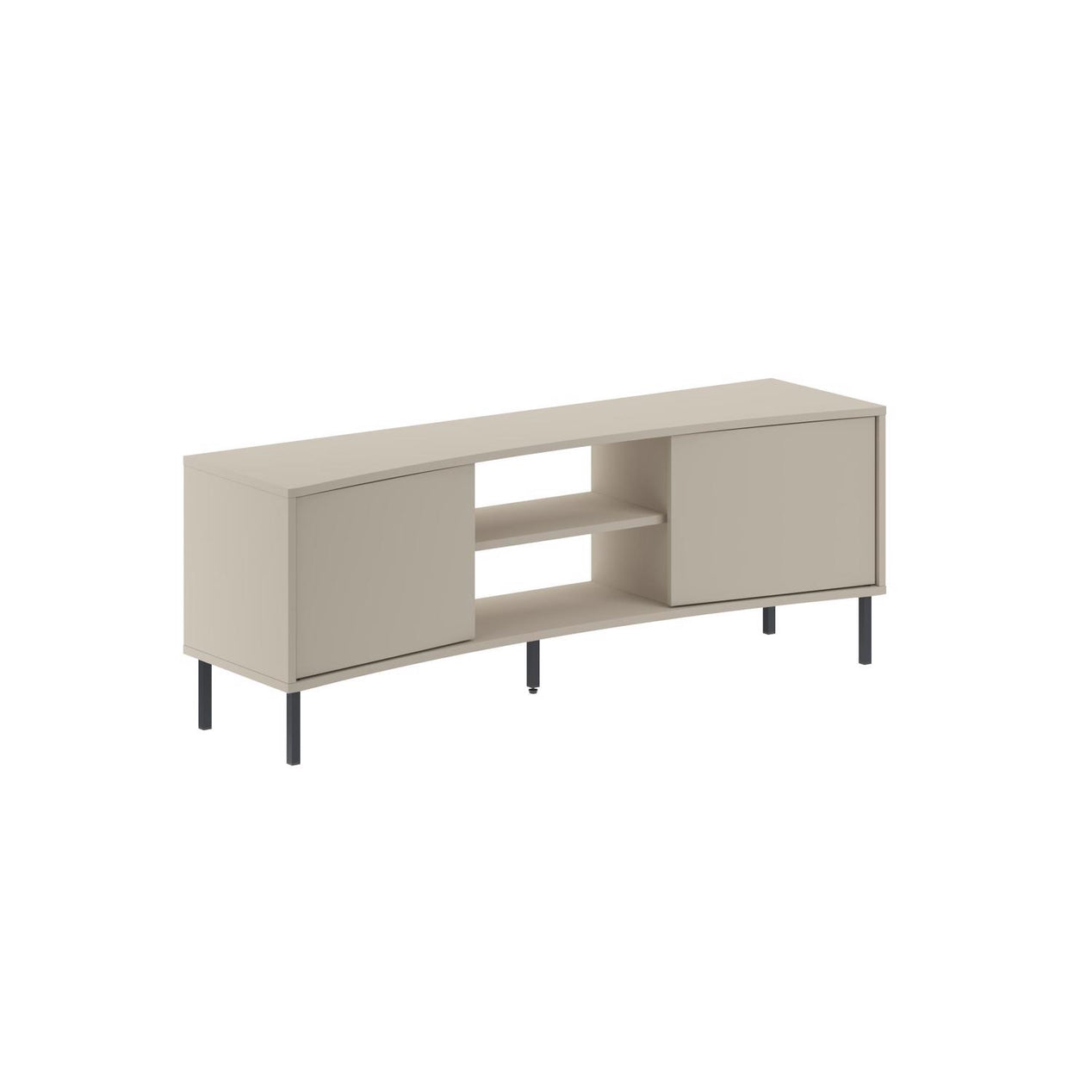 Frem Modern Curved TV Stand 2 Door Unit Sandstone