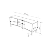 Frem Modern Curved TV Stand 2 Door Unit Sandstone