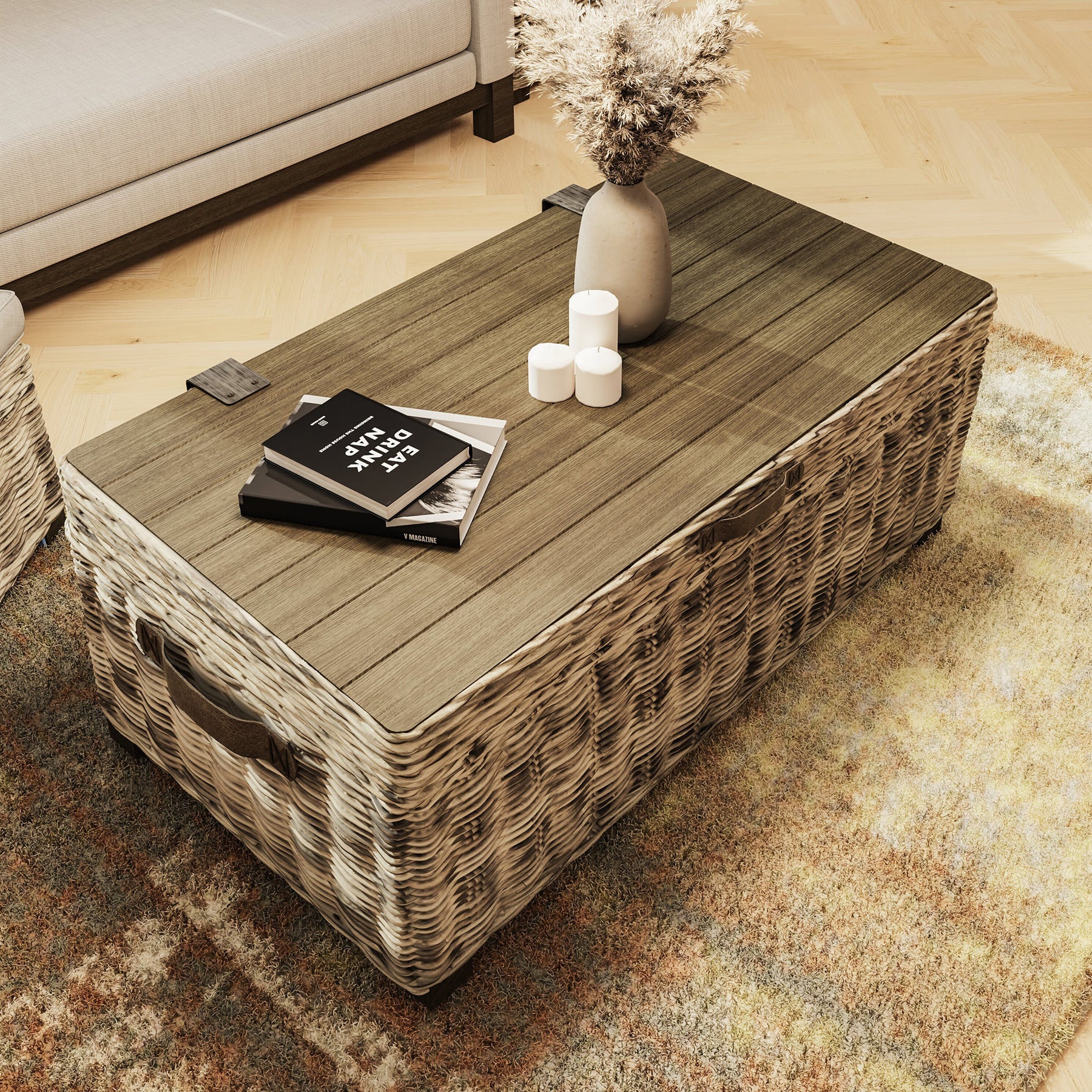 Maya Handmade Kubu Rattan Storage Coffee Table