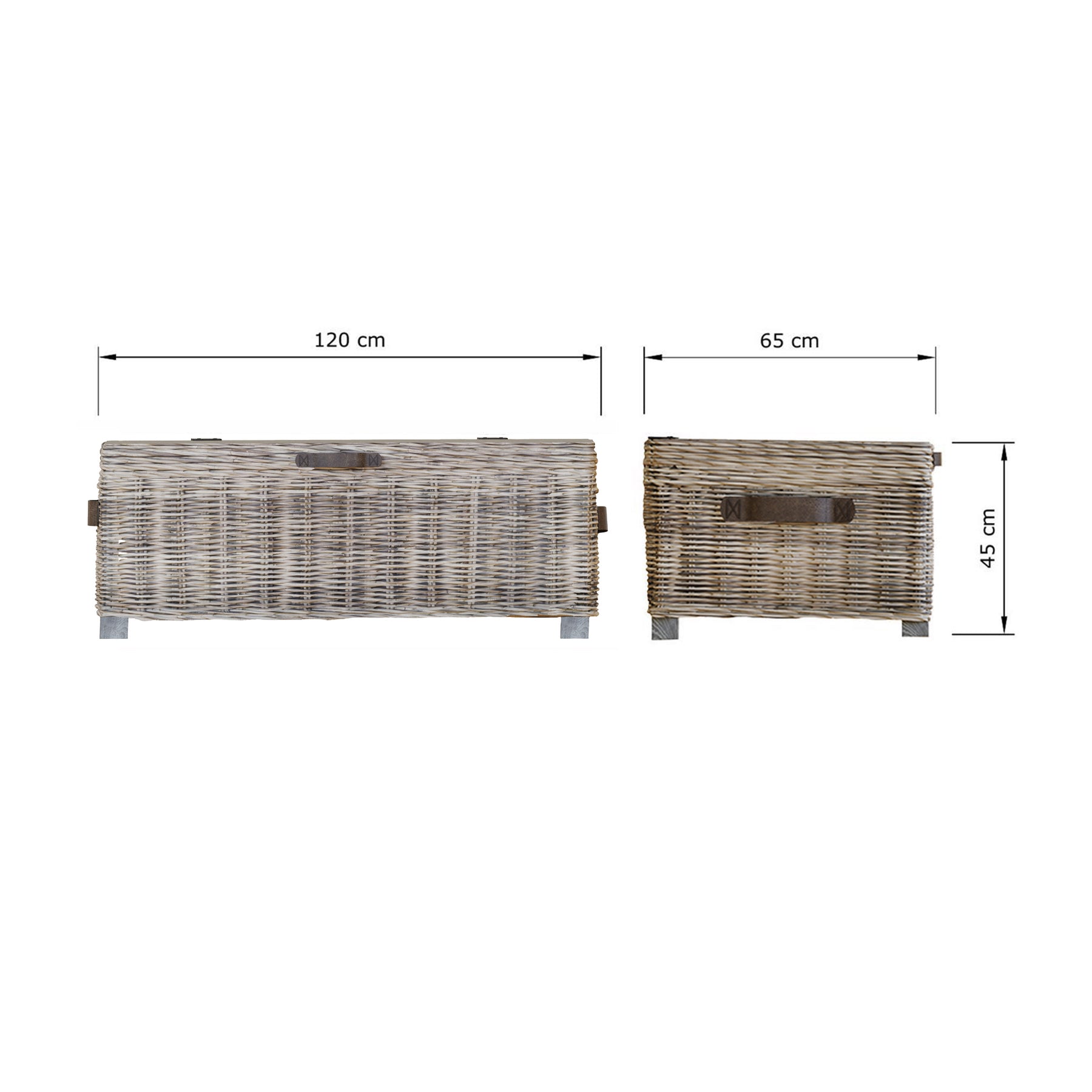 Maya Handmade Kubu Rattan Storage Coffee Table Limewash