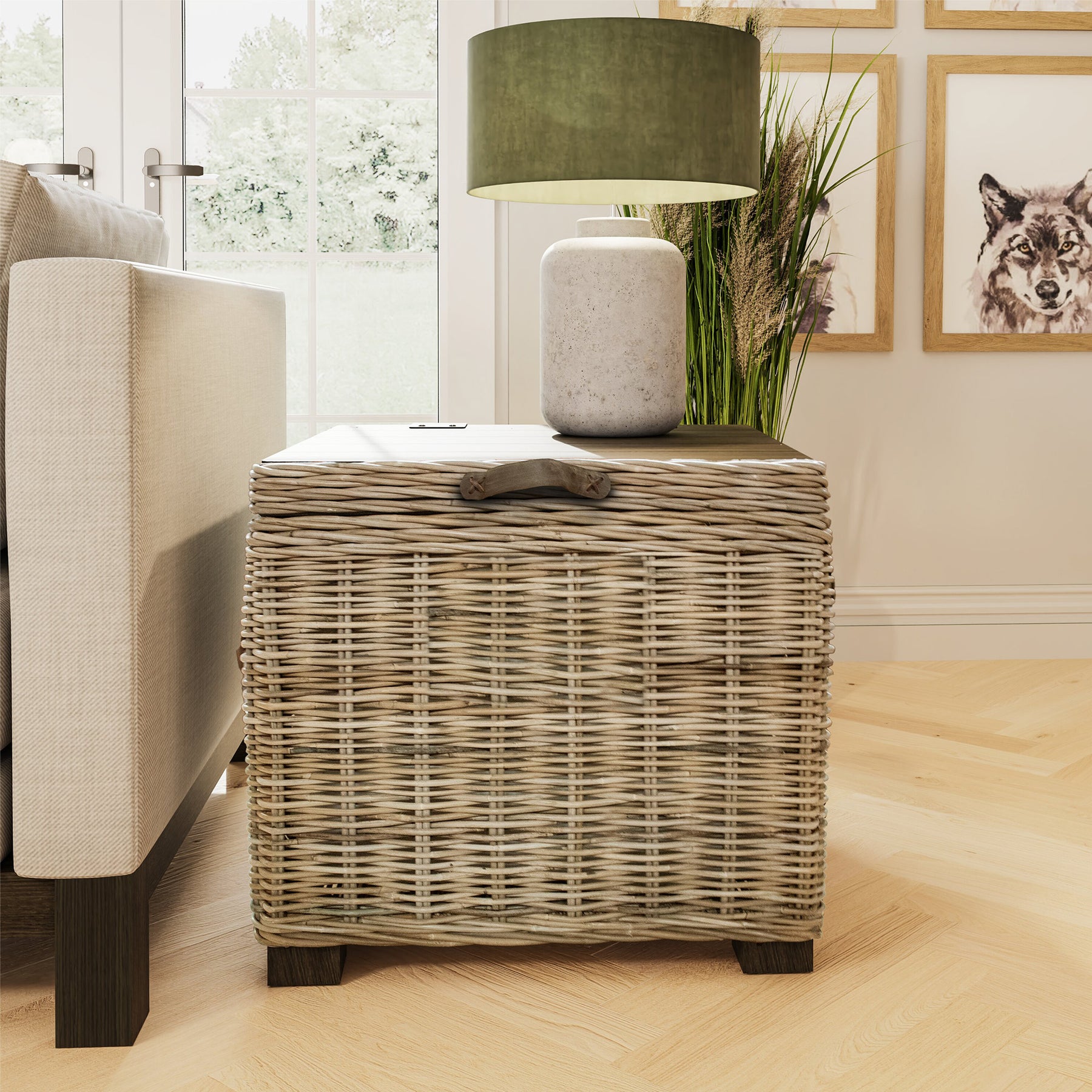 Maya Handmade Kubu Rattan Storage Side Table