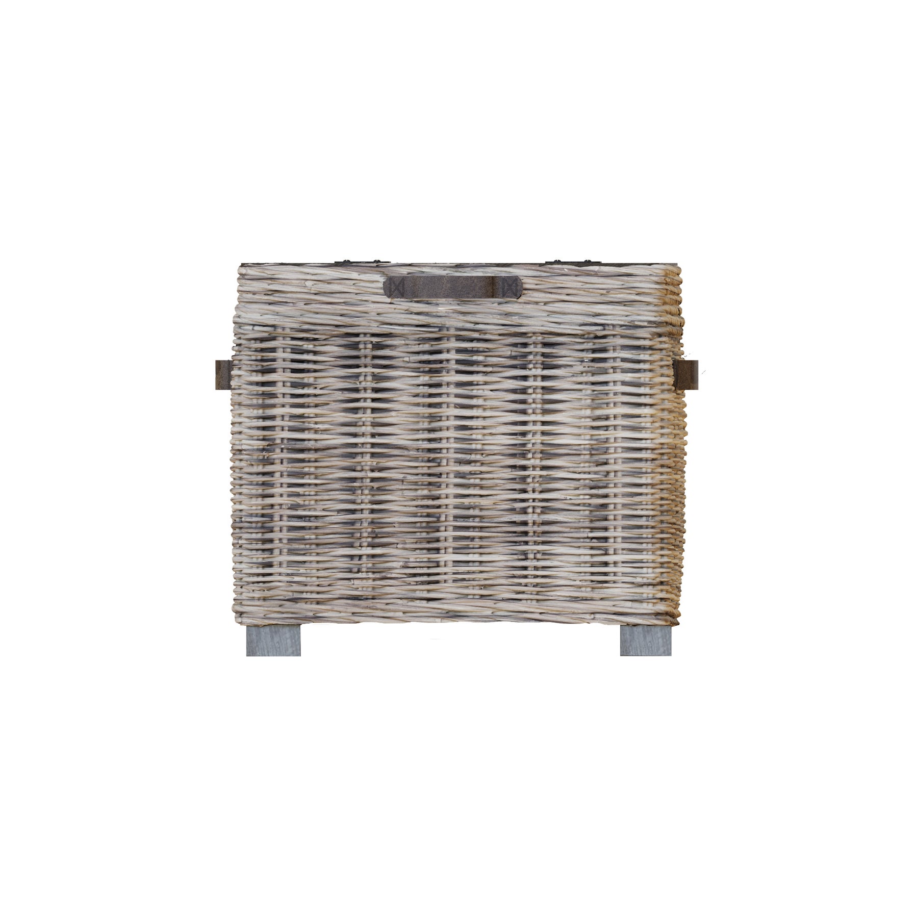 Maya Handmade Kubu Rattan Storage Side Table Limewash