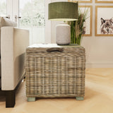 Maya Handmade Kubu Rattan Storage Side Table Limewash