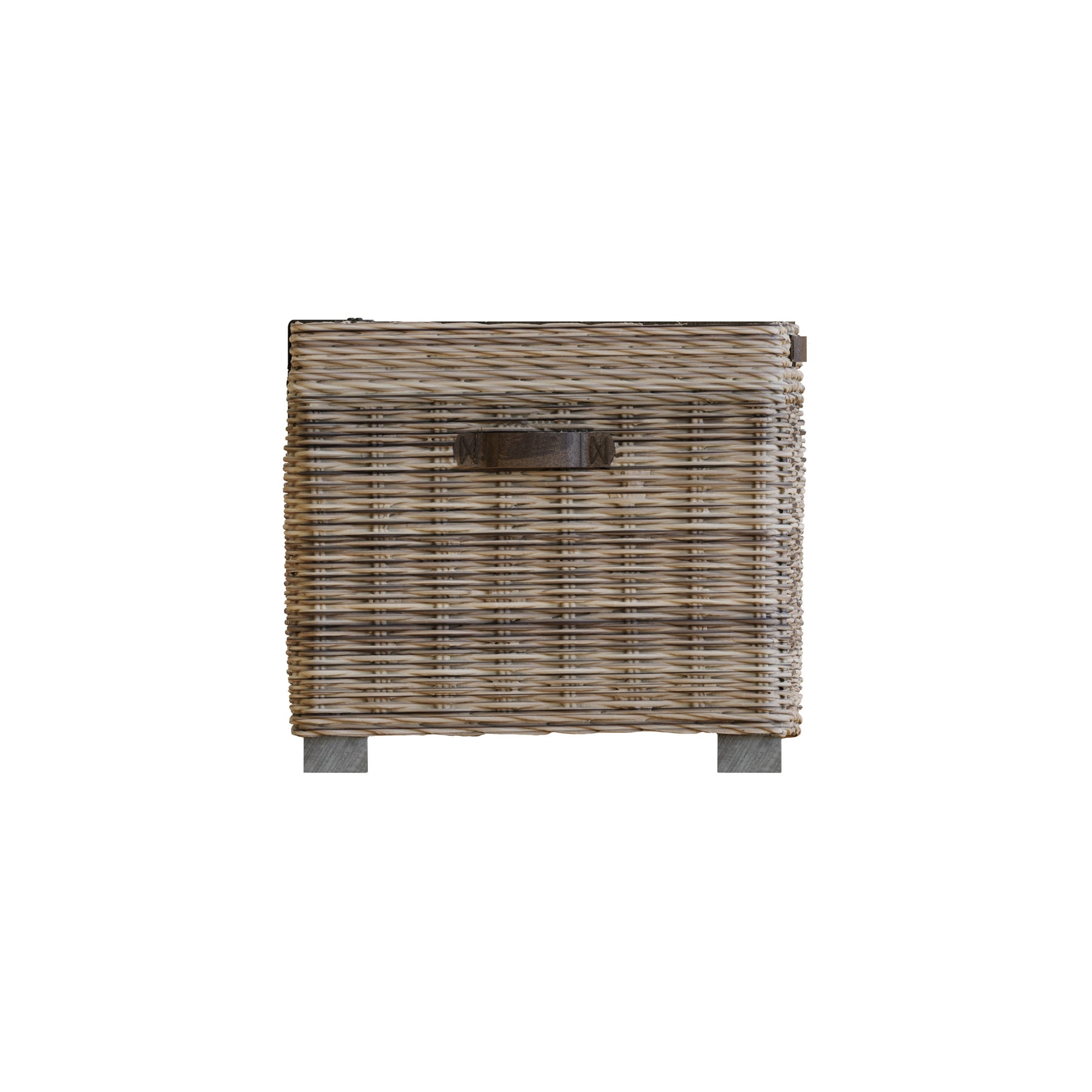 Maya Handmade Kubu Rattan Storage Side Table Limewash