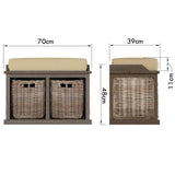 Maya Handmade Kubu Rattan Small Basket Storage Bench