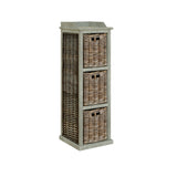Maya Handmade Kubu Rattan 3 Basket Storage Unit Limewash