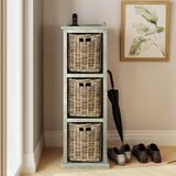 Maya Handmade Kubu Rattan 3 Basket Storage Unit Limewash