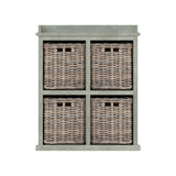 Maya Handmade Kubu Rattan 2 Over 2 Basket Storage Unit Limewash