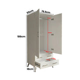 Maldon White 2 Door 2 Drawer Combination Wardrobe
