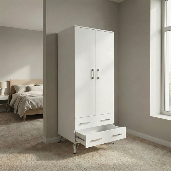 Maldon White 2 Door 2 Drawer Combination Wardrobe