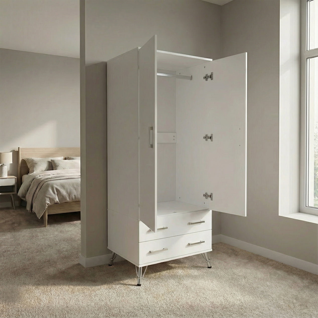 Maldon White 2 Door 2 Drawer Combination Wardrobe