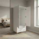 Maldon White 2 Door 2 Drawer Combination Wardrobe
