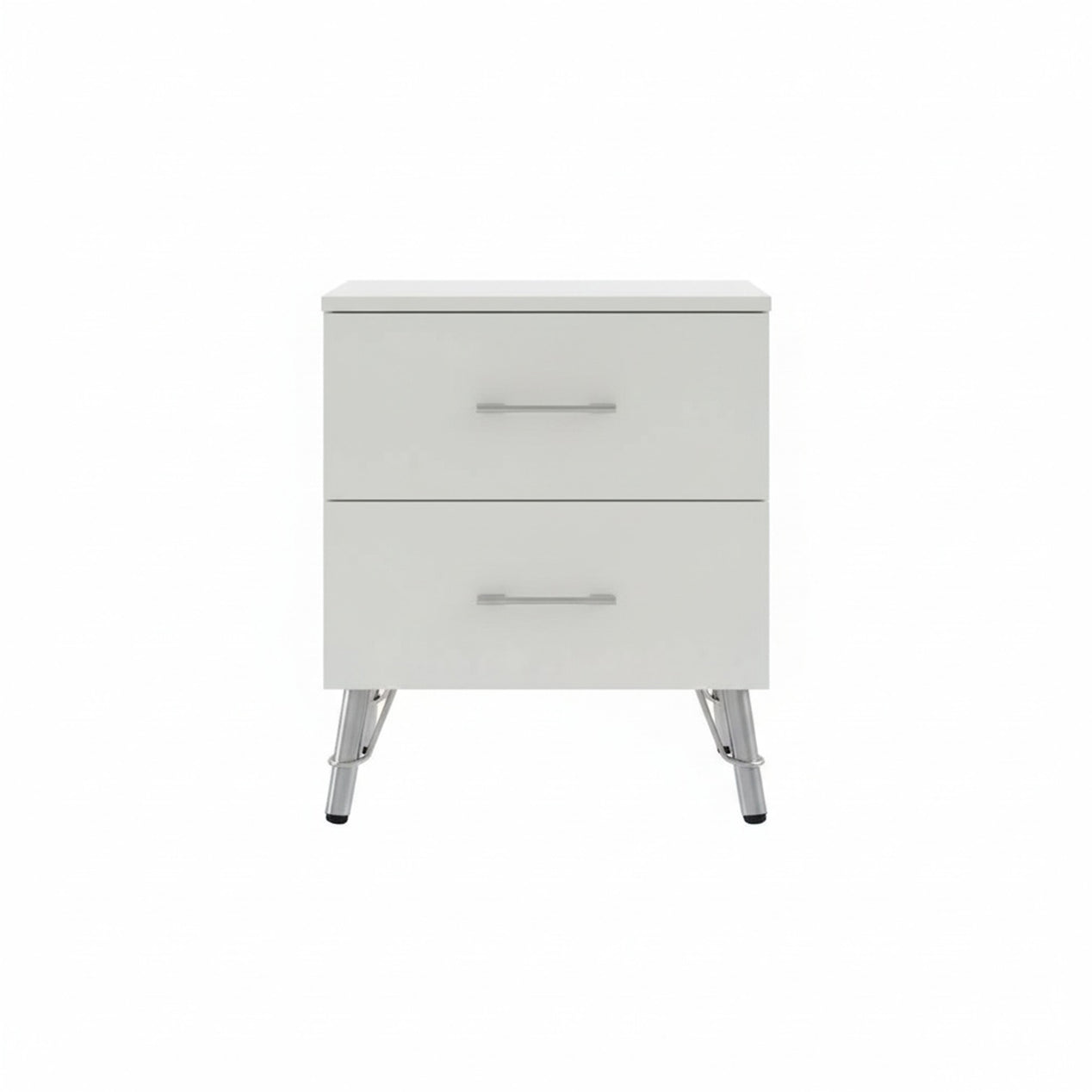 FWStyle Maldon White 2 Drawer Bedside Chest Table
