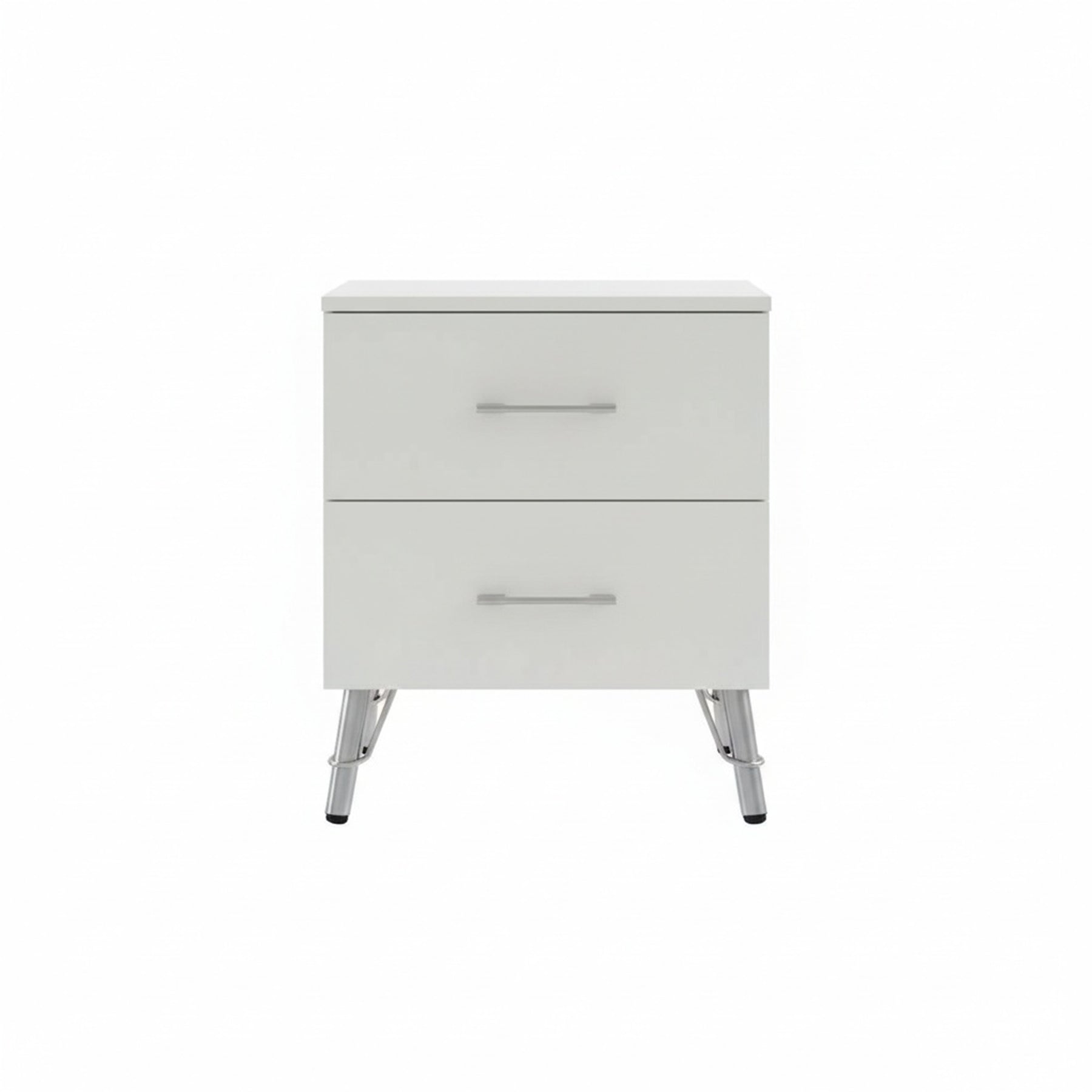 FWStyle Maldon White 2 Drawer Bedside Chest Table
