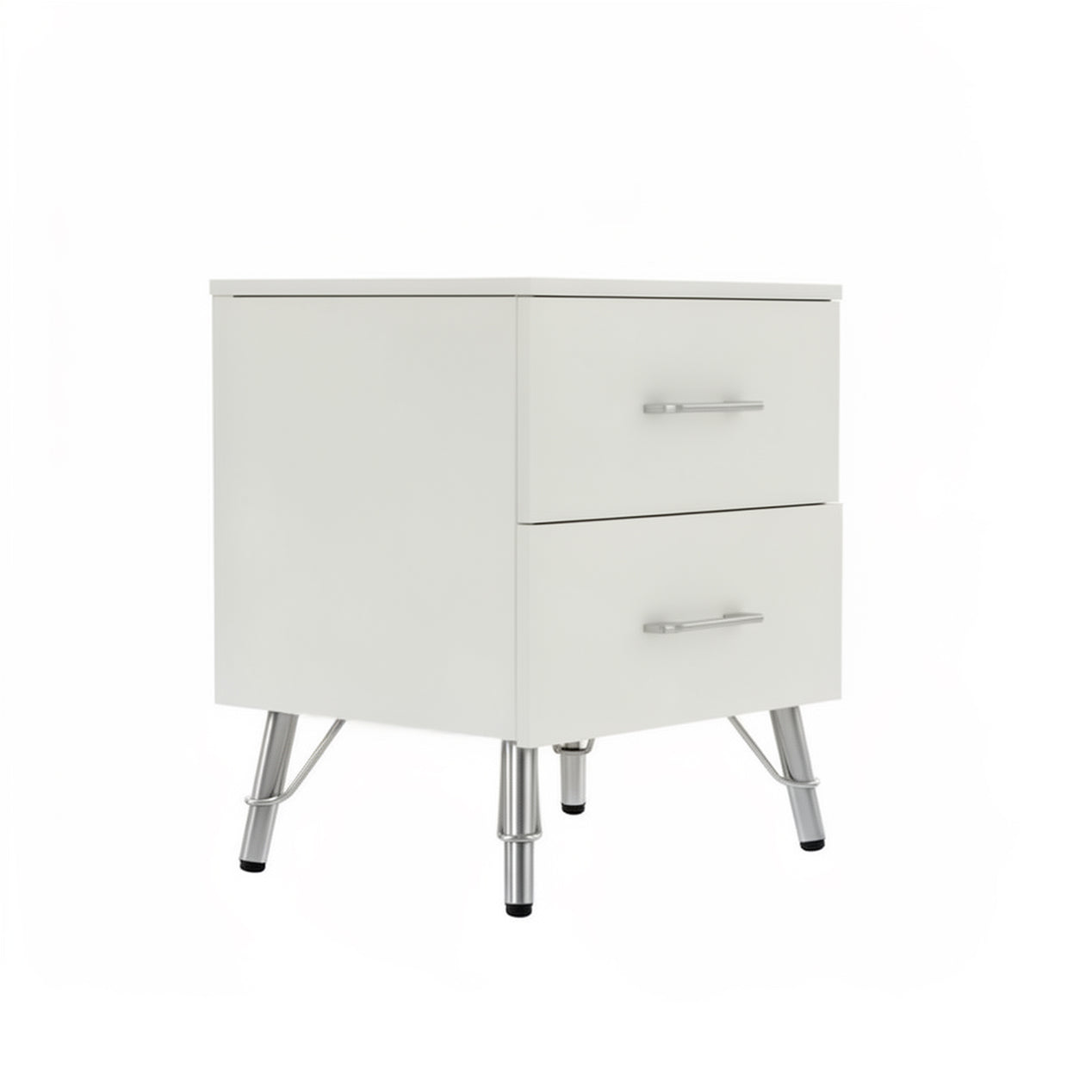 FWStyle Maldon White 2 Drawer Bedside Chest Table
