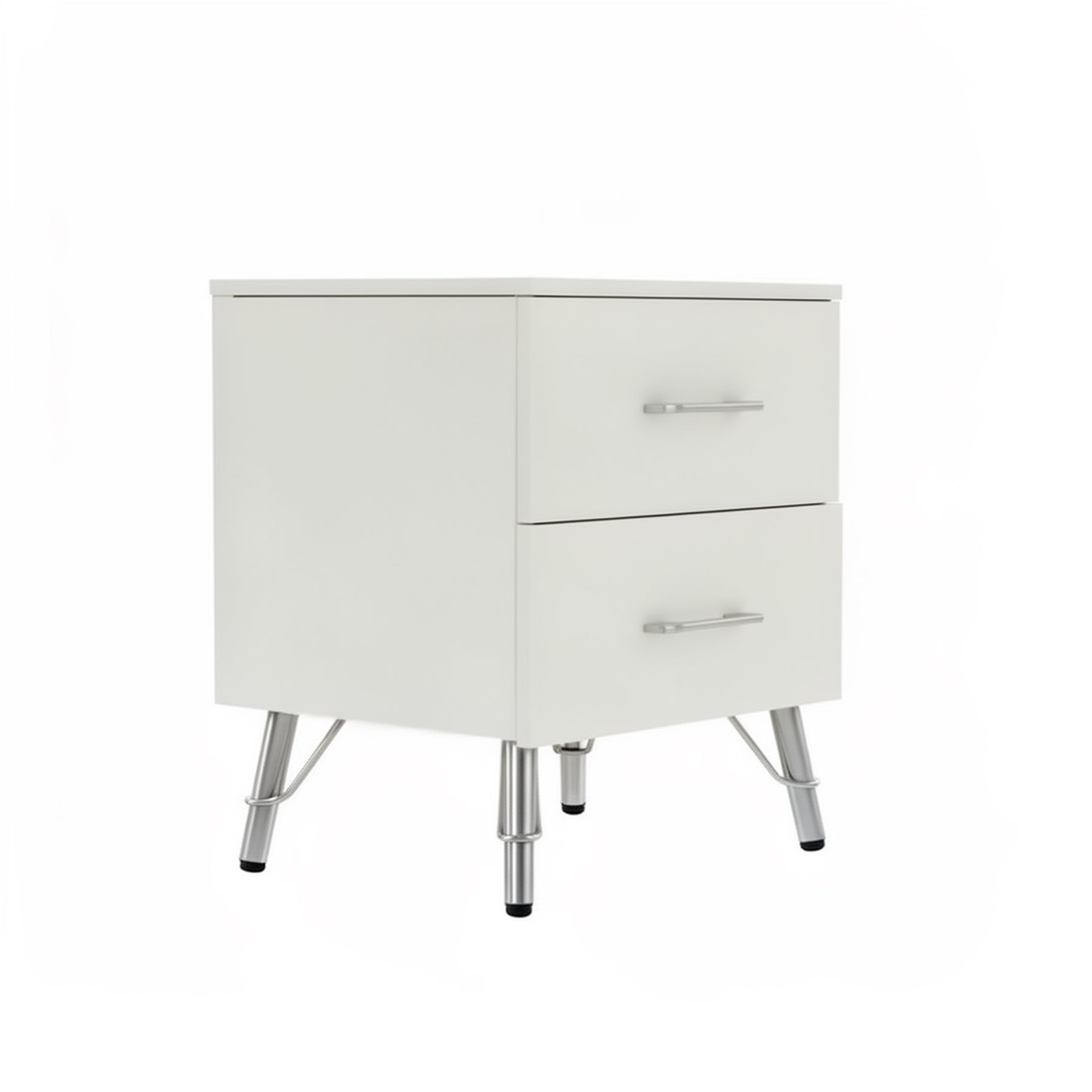 FWStyle Maldon White 2 Drawer Bedside Chest Table