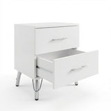 FWStyle Maldon White 2 Drawer Bedside Chest Table