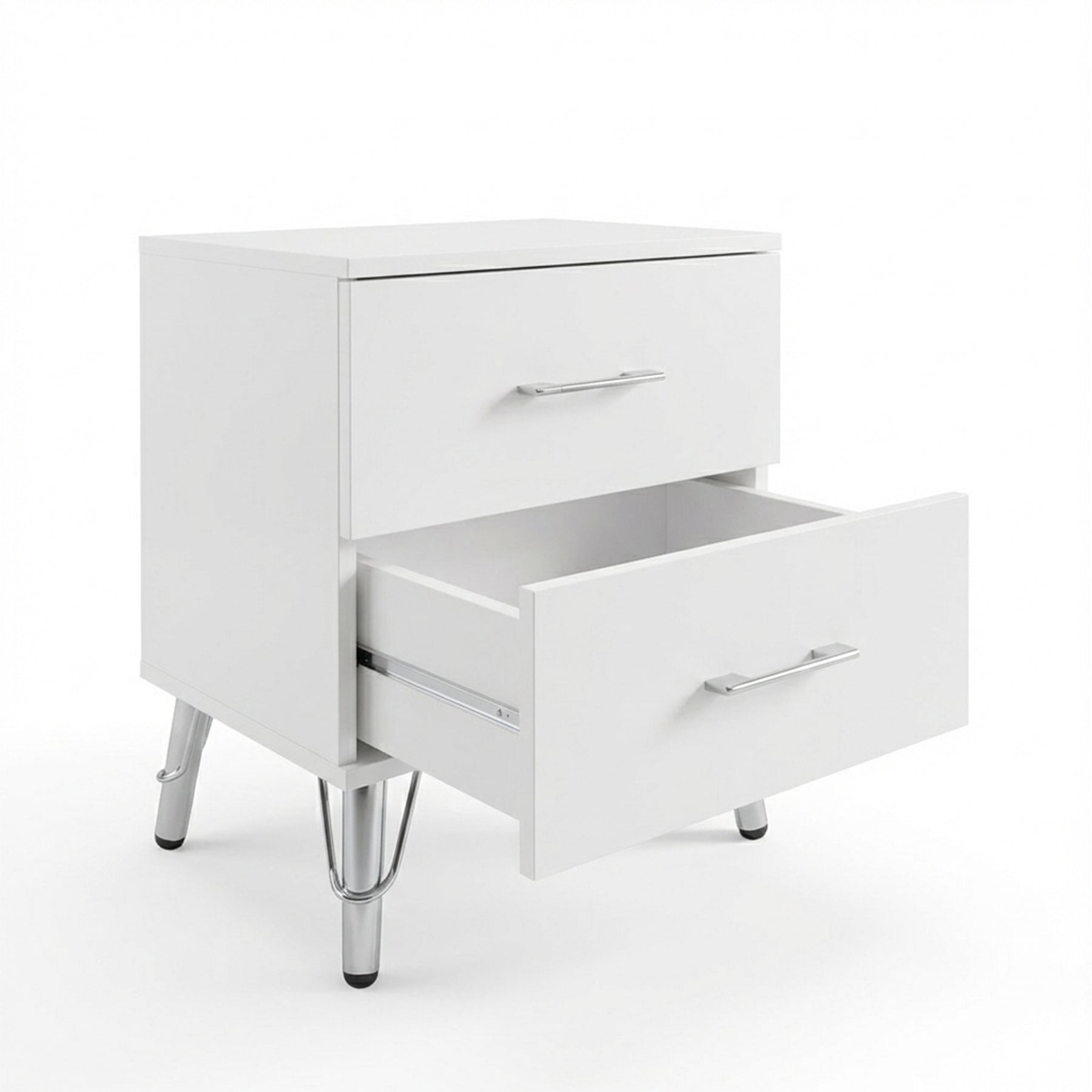 FWStyle Maldon White 2 Drawer Bedside Chest Table