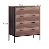 FWStyle Loft Industrial 4 Drawer Chest Of Drawers Wood Effect Black Metal Frame