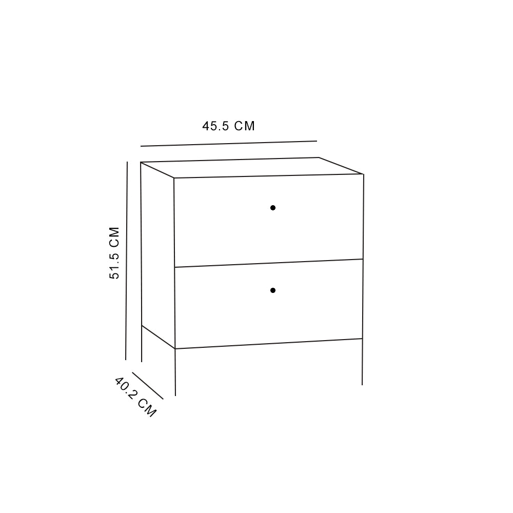 Moondust Snowy Oak Kalamos 2 Drawer Bedside Cabinet