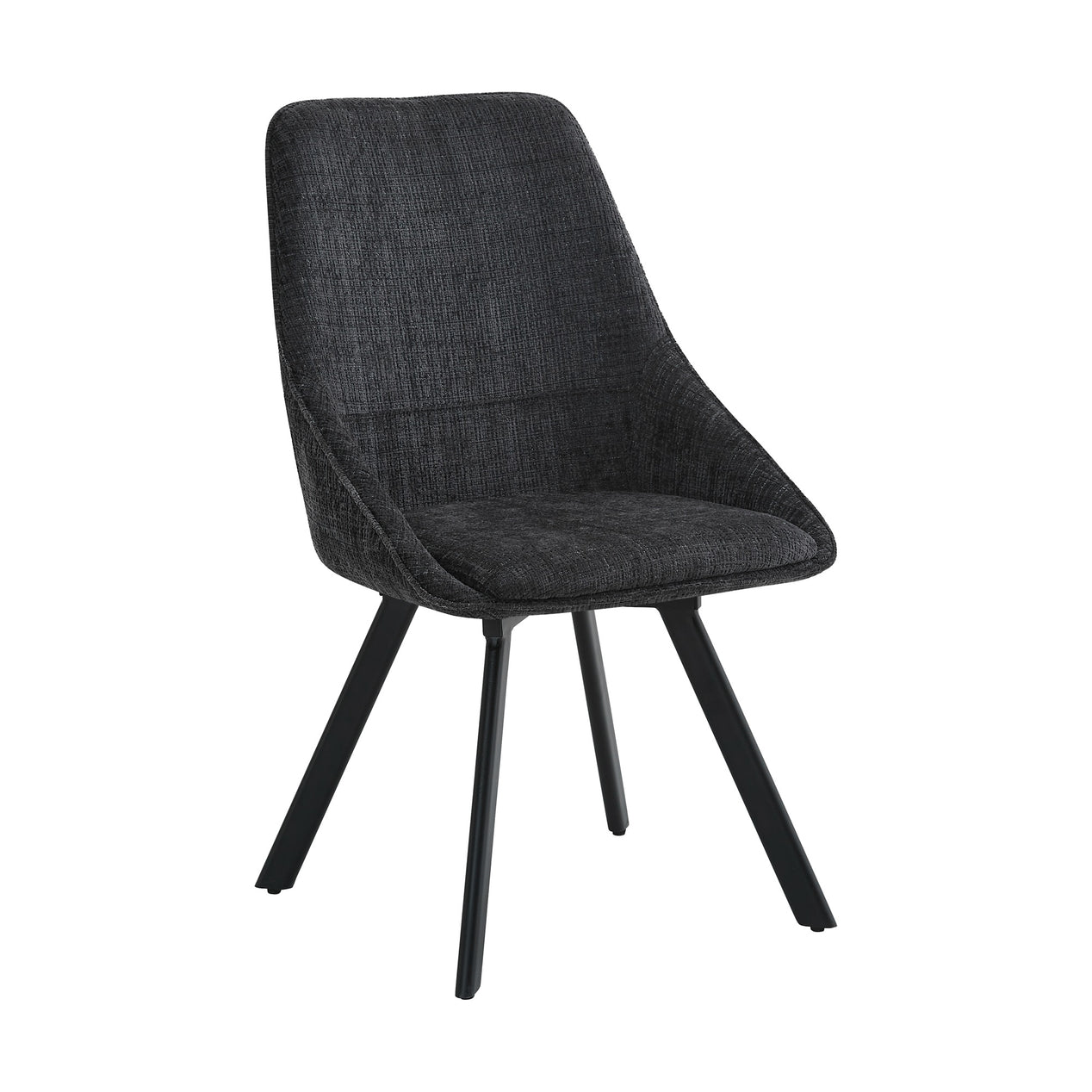 Myla Pack of 2 Swivel Dining Chairs - Black Chenille fabric