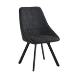 Myla Pack of 2 Swivel Dining Chairs - Black Chenille fabric