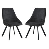 Myla Pack of 2 Swivel Dining Chairs - Black Chenille fabric