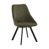 Myla Pack of 2 Swivel Dining Chairs - Green Chenille fabric