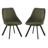 Myla Pack of 2 Swivel Dining Chairs - Green Chenille fabric