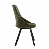 Myla Pack of 2 Swivel Dining Chairs - Green Chenille fabric